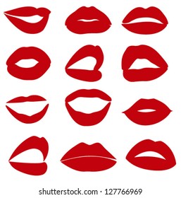 Conjunto de labios rojos