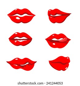 Set Red Lips Isolated Vector Stock Vector (Royalty Free) 241244053 ...