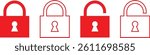 
set of red lock icon. lock unlock symbol. vector illustration.