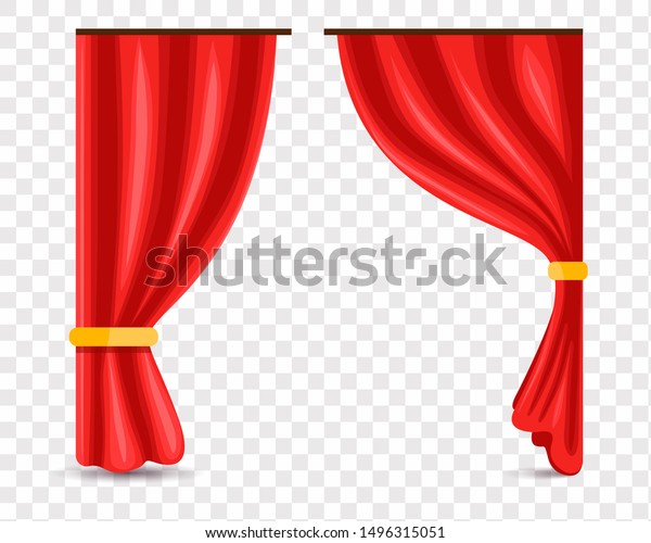 Set Red Luxury Silk Velvet Curtains Stock Vector Royalty Free