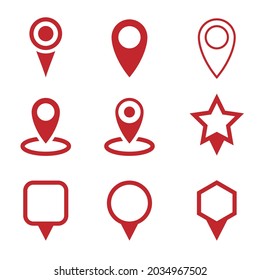 Set of red map marker pin location icon vector for websites