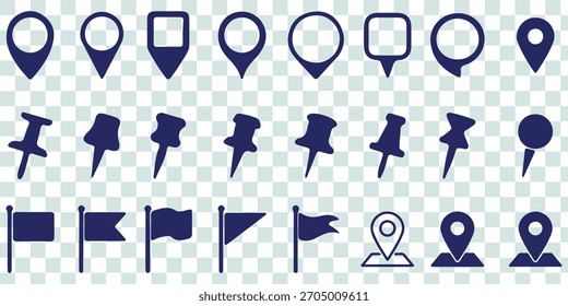 Conjunto de ícones de pin do mapa vermelho. O design pode ser usado para aplicativos móveis e da Web. Ilustração vetorial
