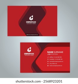 Set of red Modern Corporate Business Card Design Templates, vector eps 10