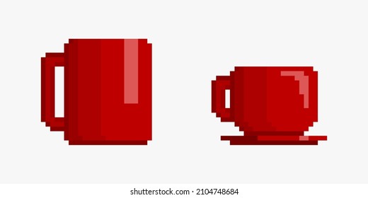 Conjunto de imágenes en píxeles de los tazas rojas