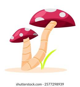 Set of red mushroom vector illustration. Perfect for fungi or plant theme