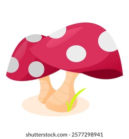 Set of red mushroom vector illustration. Perfect for fungi or plant theme