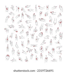 Zeichnen Sie rote Nneilen handgezeichnet, gezeichnete Gesten Skizze Vektorgrafik Linie Kunst. Muster ähnlich