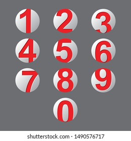 set red number icon with shadow