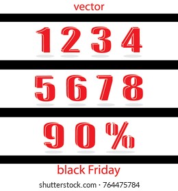 Set of red numbers 1, 2, 3, 4, 5, 6, 7, 8, 9, 0 and percent sign.