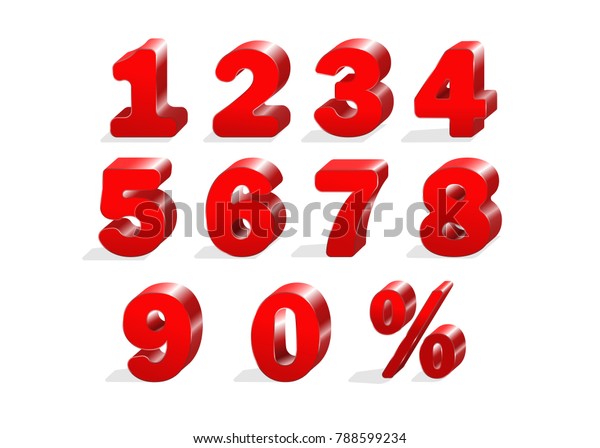 Set Red Numbers 1 2 3 Stock Vector (Royalty Free) 788599234