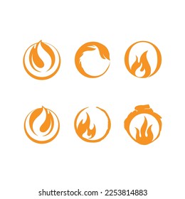 Set of red and orange fire flame. Collection of hot flaming element. Vector flame illustration