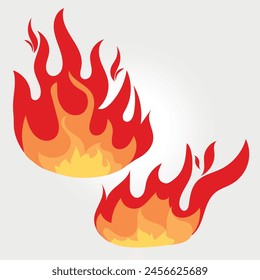 Set von roten und orangefarbenen Feuer Flamme, Feuer Kollektion