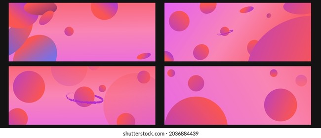 set red orange planet web banner landing page gradient background 