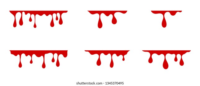 Set Red Paint Dripping Collection Blood Stock Vector (Royalty Free ...