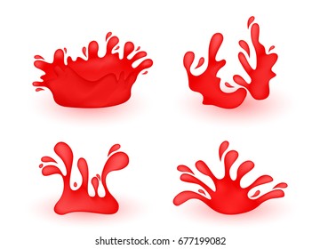 Set of red paint splatters.Vector paint splashes.