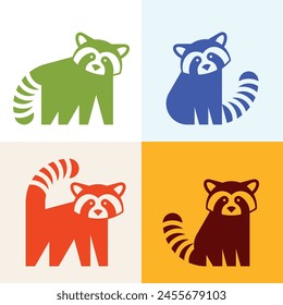 Set of Red panda logo. Icon design. Template elements