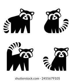 Set of Red panda logo. Icon design. Template elements