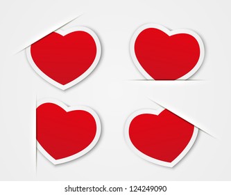 Set of red paper hearts