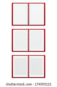 Set of red paper notebooks