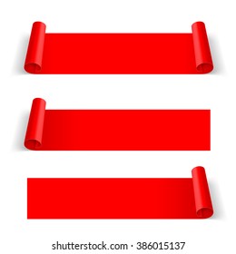 Set of Red Paper Stickers Isolated on White Background for Design