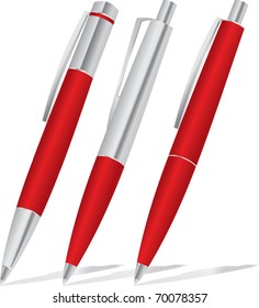 Set Red Pens Stock Vector (Royalty Free) 70078357 | Shutterstock