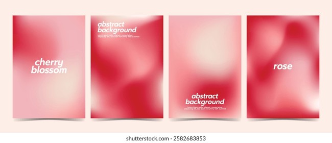 Set of red and pink abstract background with gradients. The fluid and dreamy aesthetic gives a romantic and modern feel, perfect for digital designs, branding, web, posters, and creative projects.
