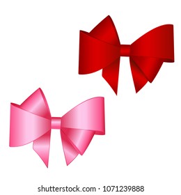 Set of red and pink gift bows. Concept for invitation, banners, gift cards, congratulation or website layout vector.