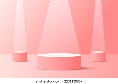 Rosa Liebe 3D-Objektzylinder Podium Farbverlauf-Farbverlauf-Farbverlauf-Szene-Showroom