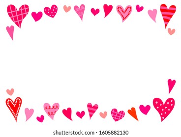 Set of red and pink vector hearts illustration.