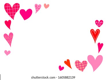 Set of red and pink vector hearts illustration.