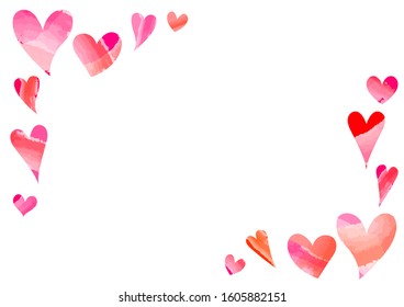 Set of red and pink vector hearts illustration.