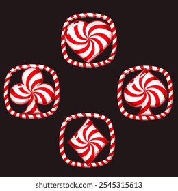 Set of red playing card symbols like lollipops or cady for your game and slot machines. Colored candy playing card symbols- clubs, diamonds , hearts and spades