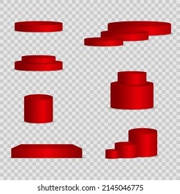 set of red podiums ,vector illustration