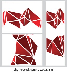 Set of red polygonal geometric banners, abstract backgrounds.