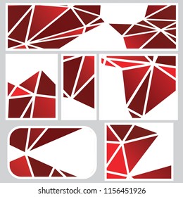Set of red polygonal geometric banners, abstract backgrounds.