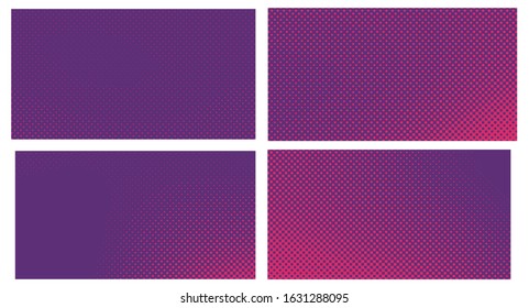 Set Red pop art background. Abstract creative vector comics style blank layout template with isolated dots pattern.