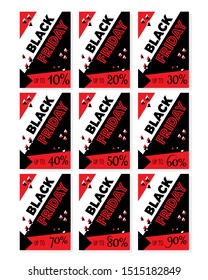 set red poster shopping black friday. discount day trendy modern flyer. leaflet for advertising. Sale poster of black friday