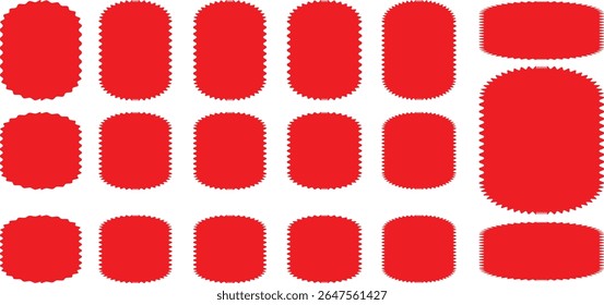 Set of Red price sticker, sale or discount sticker, sunburst badges icon. Stars shape with different number of rays. Special offer price tag. Red starburst promotional badge set, shopping labels	