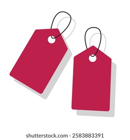 Set of Red price tag label sale blank isolated