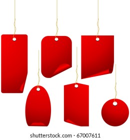 Set of red price tag, label isolated on white VECTOR