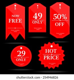  set of red  price tag-vector