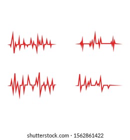 Set of Red pulse line logo vector icon