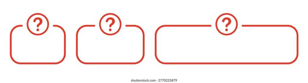 Set of red question mark icons with rounded borders.