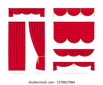 Set Red Realistic Curtains Vector Illustration Stock Vector (Royalty ...