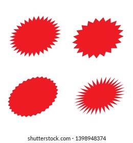 Set of red retro blank starburst, sunburst badges. Vector illustration.