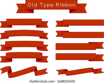 Set of red retro ribbons