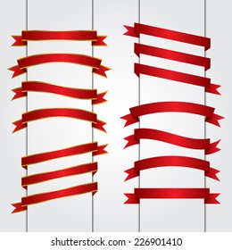 Set of red ribbon banner