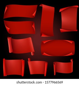 set of red ribbon banner icon, Vector illustration. Place for your text. Ribbons for business and design. Design elements
