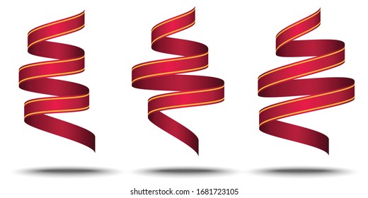 set of red ribbon banner icon ,ribbon vector banner, on white background, Illustration set of red tape 