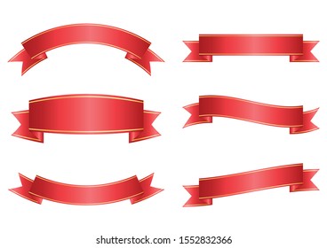 set of red ribbon banner icon,Vector illustration. Place for your text. Ribbons for business and design. Design elements